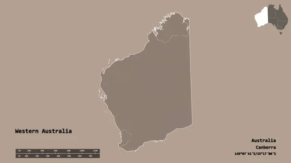 Σχήμα Της Δυτικής Αυστραλίας Κράτος Της Αυστραλίας Κεφάλαιό Της Απομονωμένο — Φωτογραφία Αρχείου