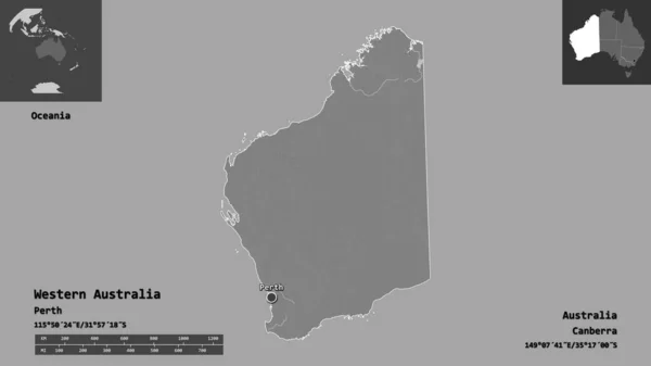 Forma Austrália Ocidental Estado Austrália Sua Capital Escala Distância Previews — Fotografia de Stock