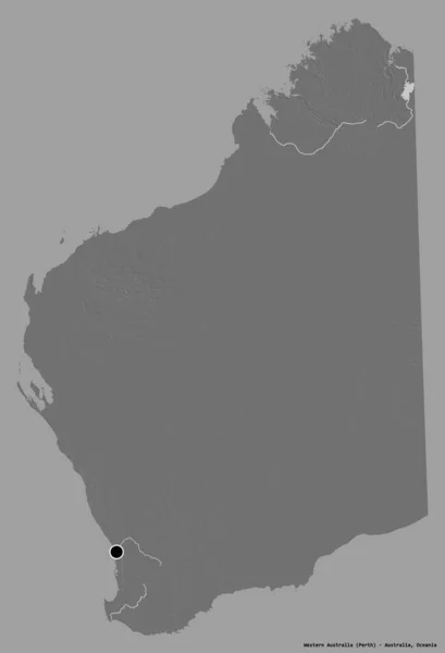 Shape Western Australia Bundesstaat Australien Mit Seiner Hauptstadt Isoliert Auf — Stockfoto
