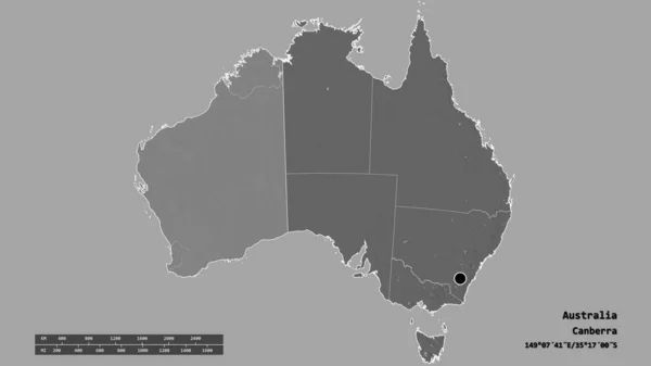 Ausztrália Kiszáradt Alakja Fővárosával Regionális Divízióval Elválasztott Nyugat Ausztrál Területtel — Stock Fotó