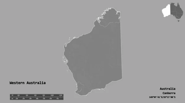 Σχήμα Της Δυτικής Αυστραλίας Κράτος Της Αυστραλίας Κεφάλαιό Της Απομονωμένο — Φωτογραφία Αρχείου