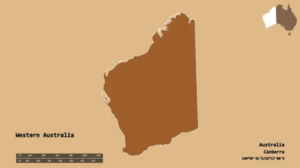 Forma Australia Occidental Estado Australia Con Capital Aislada Sobre Fondo —  Fotos de Stock