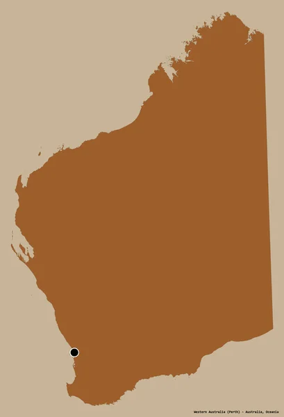 オーストラリアの西オーストラリア州の形で その首都はしっかりとした色の背景に隔離されています パターン化されたテクスチャの構成 3Dレンダリング — ストック写真