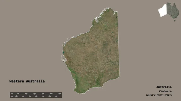 Forma Australia Occidental Estado Australia Con Capital Aislada Sobre Fondo — Foto de Stock