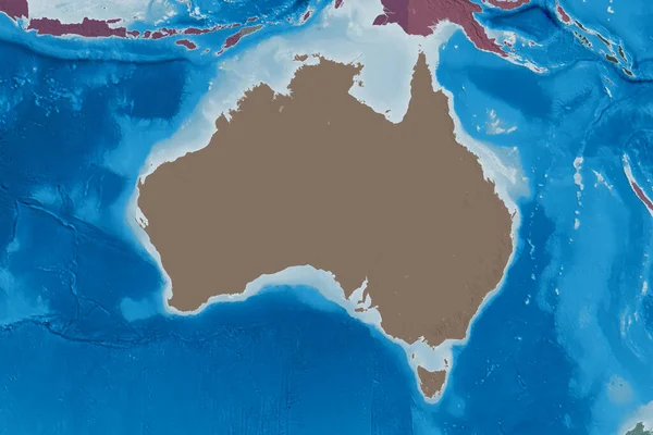 オーストラリアの拡張地域 色の標高マップ 3Dレンダリング — ストック写真