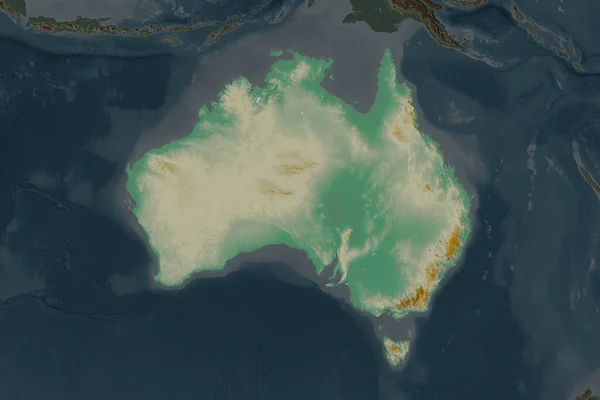 Forma Dell Australia Separata Dalla Desaturazione Delle Aree Limitrofe Mappa — Foto Stock