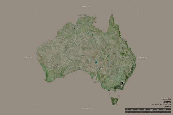 Área Australia Aislada Sobre Fondo Sólido Una Caja Delimitadora Georeferenciada —  Fotos de Stock