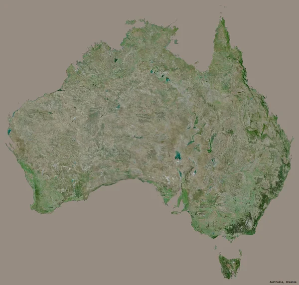 Form Australien Med Sin Huvudstad Isolerad Solid Färg Bakgrund Satellitbilder — Stockfoto