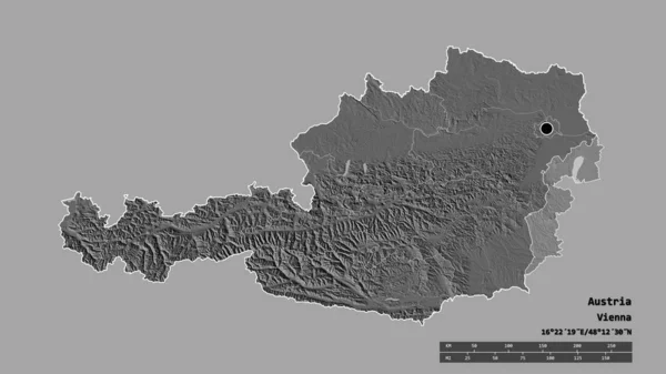 Desaturatie Van Oostenrijk Met Hoofdstad Belangrijkste Regionale Divisie Het Gescheiden — Stockfoto