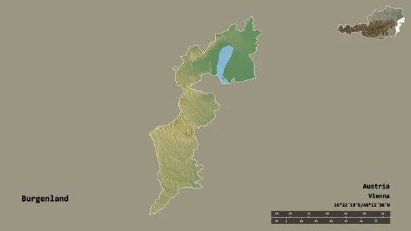 Tvar Burgenlandu Rakouského Státu Jeho Hlavním Městem Izolovaným Pevném Pozadí — Stock fotografie