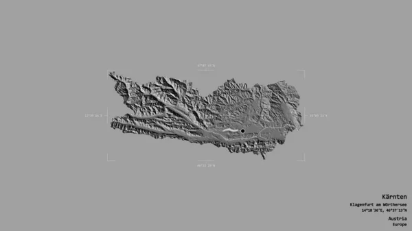 位于奥地利卡尔顿州的一个区域 在一个地理参考方块的方块盒中 被坚实的背景隔离 Bilevel高程图 3D渲染 — 图库照片