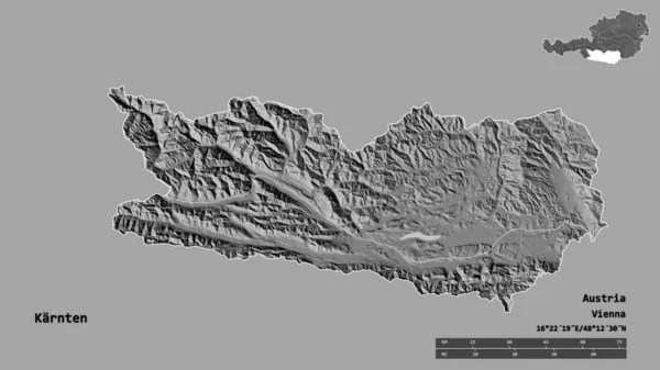 Kształt Karnten Stan Austria Jego Kapitału Izolowane Solidnym Tle Skala — Zdjęcie stockowe