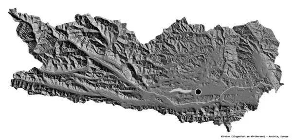 オーストリアのカルンテン州の形で 首都は白い背景に孤立しています 標高マップ 3Dレンダリング — ストック写真