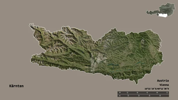 Forma Karnten Estado Austria Con Capital Aislada Sobre Fondo Sólido —  Fotos de Stock