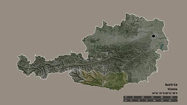 Forme Désaturée Autriche Avec Capitale Principale Division Régionale Région Séparée — Photo