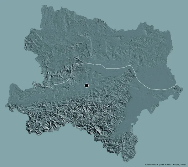 Tvar Niederosterreich Stát Rakousko Jeho Hlavním Městem Izolované Pevném Barevném — Stock fotografie