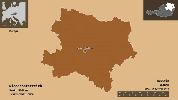 Form Von Niederosterreich Dem Land Österreich Und Seiner Hauptstadt Entfernungsskala — Stockfoto