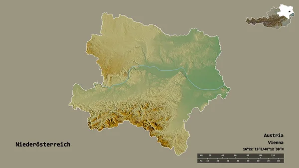 Tvar Niederosterreich Rakouský Stát Hlavním Městem Izolovaným Pevném Pozadí Měřítko — Stock fotografie