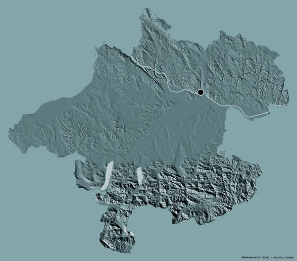 Kształt Oberosterreich Stan Austria Jego Kapitału Izolowane Solidnym Tle Koloru — Zdjęcie stockowe