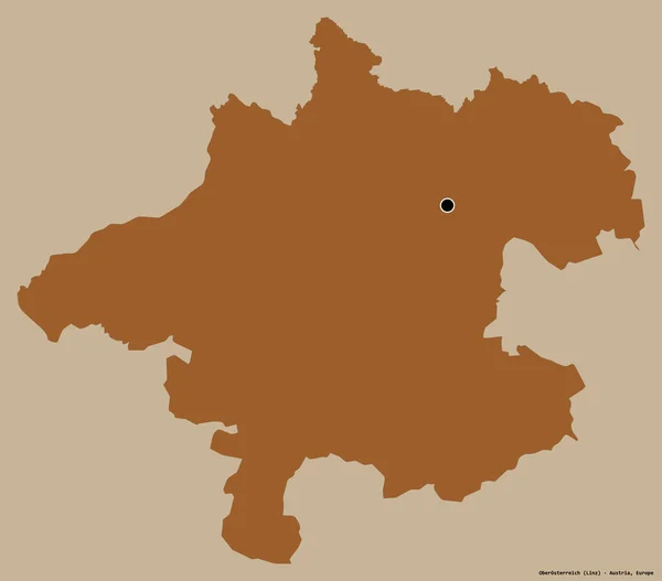 Shape Oberosterreich State Austria Its Capital Isolated Solid Color Background — Stock Photo, Image