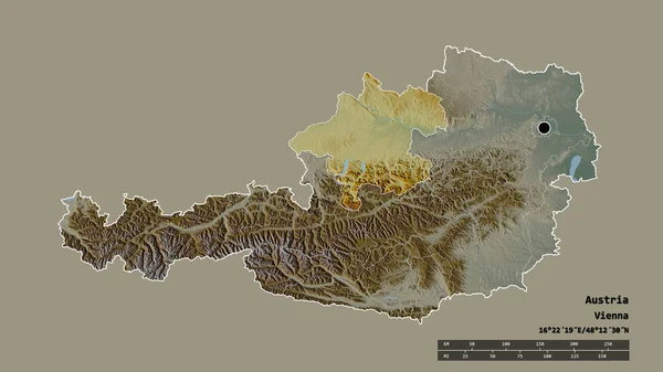 Розчарована Форма Австрії Столицею Основним Регіональним Поділом Відокремленою Територією Оберостеррайх — стокове фото