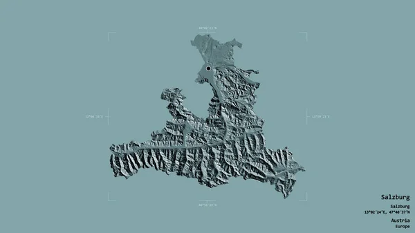Området Salzburg Den Østrigske Stat Isoleret Solid Baggrund Georefereret Afgrænsningsboks - Stock-foto