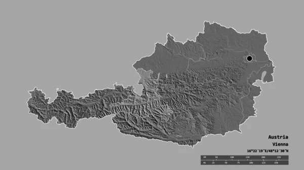 Die Ungesättigte Form Österreichs Mit Seiner Hauptstadt Der Hauptregion Und — Stockfoto