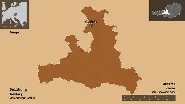 Forma Salzburgo Estado Áustria Sua Capital Escala Distância Previews Rótulos — Fotografia de Stock