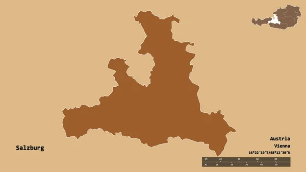 Form Von Salzburg Bundesland Österreich Mit Seiner Hauptstadt Isoliert Auf — Stockfoto
