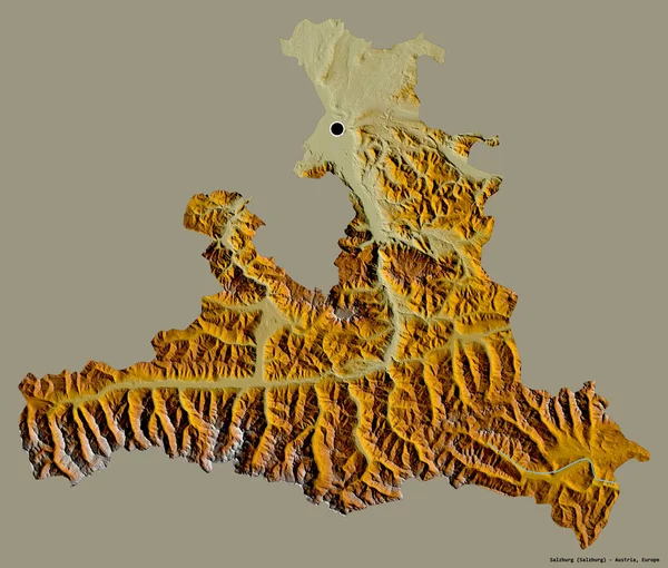 Alakja Salzburg Ausztria Állam Főváros Elszigetelt Szilárd Színű Háttér Topográfiai — Stock Fotó