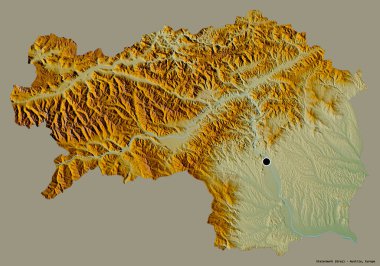 Avusturya devleti Steiermark 'ın şekli, sermayesi katı renk arka planında izole edilmiş. Topografik yardım haritası. 3B görüntüleme