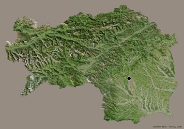 Avusturya devleti Steiermark 'ın şekli, sermayesi katı renk arka planında izole edilmiş. Uydu görüntüleri. 3B görüntüleme