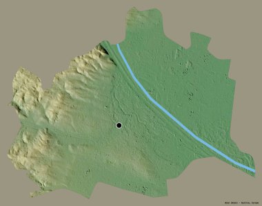 Avusturya devleti Wien 'in şekli, başkenti katı bir renk arkaplanı ile izole edilmiştir. Topografik yardım haritası. 3B görüntüleme
