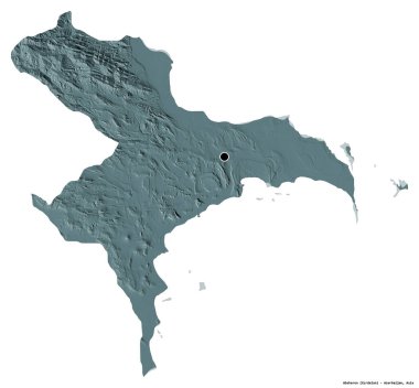 Azerbaycan 'ın başkenti Azerbaycan' ın beyaz arka planda izole edilmiş bir bölgesidir. Renkli yükseklik haritası. 3B görüntüleme