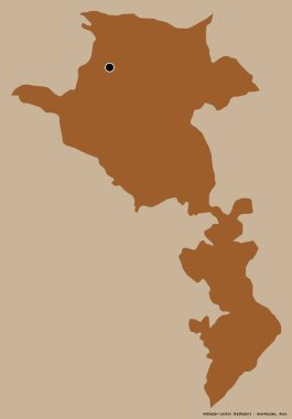 Kalbajar-Lachin 'in şekli, Azerbaycan bölgesi, başkenti katı bir renk arkaplanı ile izole edilmiş. Desenli dokuların bileşimi. 3B görüntüleme