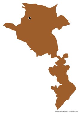 Kalbajar-Lachin 'in şekli, Azerbaycan bölgesi, başkenti beyaz arka planda izole edilmiş. Desenli dokuların bileşimi. 3B görüntüleme