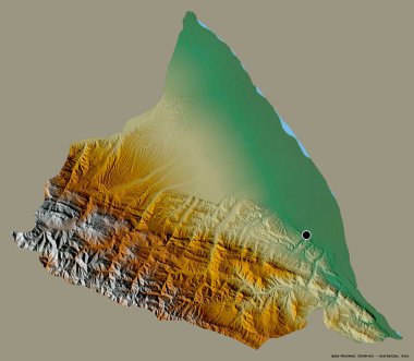 Azerbaycan 'ın Quba-Khachmaz bölgesi, başkenti katı bir renk arkaplanı ile izole edilmiştir. Topografik yardım haritası. 3B görüntüleme