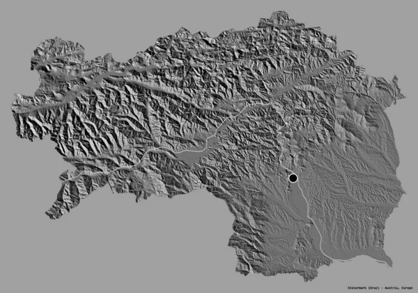 Forma Steiermark Estado Austria Con Capital Aislado Sobre Fondo Color —  Fotos de Stock