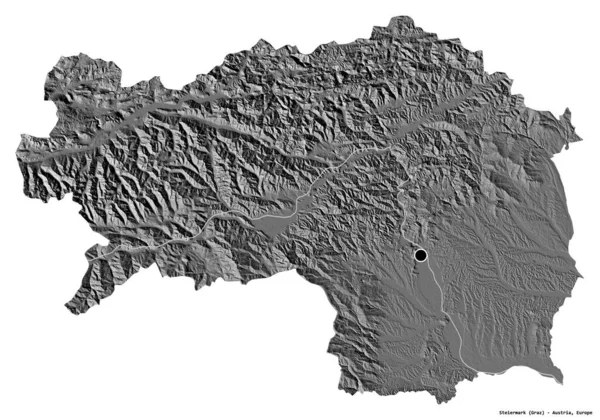 Forma Steiermark Estado Austria Con Capital Aislada Sobre Fondo Blanco —  Fotos de Stock