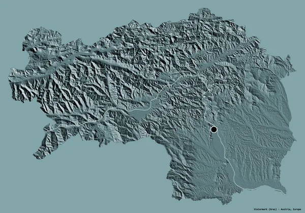 Form Steiermark Delstaten Österrike Med Sin Huvudstad Isolerad Solid Färg — Stockfoto