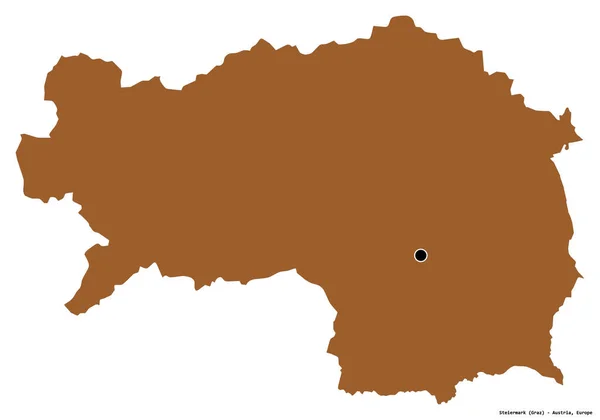 Form Steiermark Delstaten Österrike Med Dess Huvudstad Isolerad Vit Bakgrund — Stockfoto