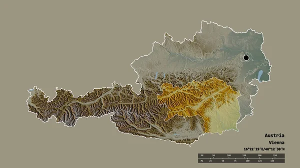 Forma Desnaturalizada Austria Con Capital División Regional Principal Zona Separada —  Fotos de Stock