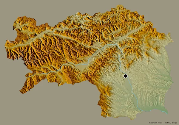 Forme Steiermark État Autriche Avec Capitale Isolée Sur Fond Couleur — Photo