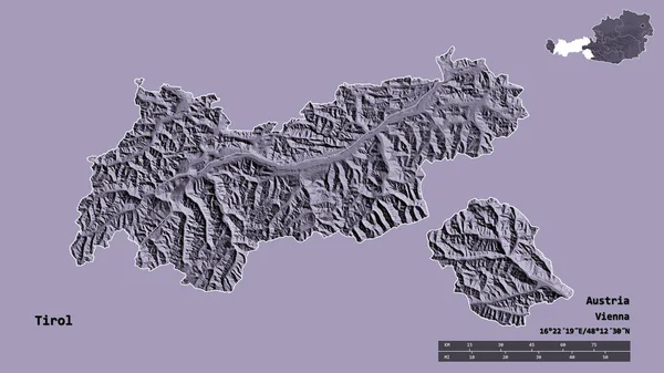 Forma Tirol Estado Áustria Com Sua Capital Isolada Fundo Sólido — Fotografia de Stock