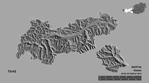 Gestalt Von Tirol Bundesland Österreich Mit Seiner Hauptstadt Isoliert Auf — Stockfoto