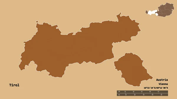 Forma Del Tirol Estado Austria Con Capital Aislado Sobre Fondo — Foto de Stock