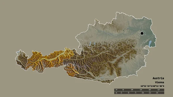 Σχήμα Της Αυστρίας Πρωτεύουσα Κύριο Περιφερειακό Τμήμα Και Ξεχωριστή Περιοχή — Φωτογραφία Αρχείου