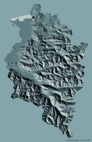 Forma Del Vorarlberg Stato Dell Austria Con Sua Capitale Isolata — Foto Stock