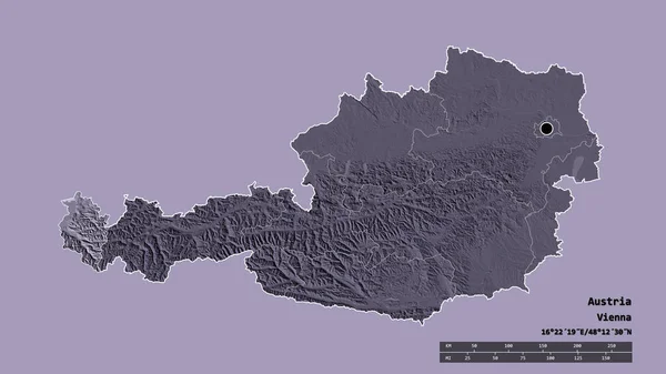 Forma Dessaturada Áustria Com Sua Capital Principal Divisão Regional Área — Fotografia de Stock