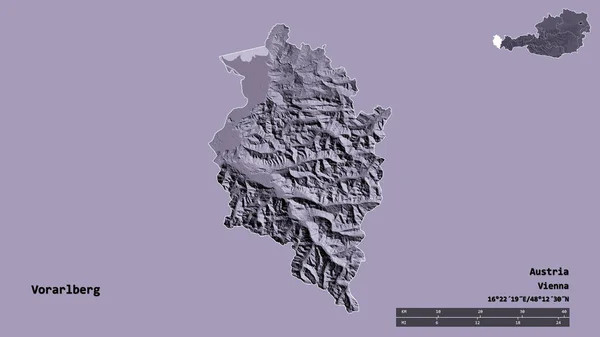Forme Vorarlberg État Autriche Avec Capitale Isolée Sur Fond Solide — Photo